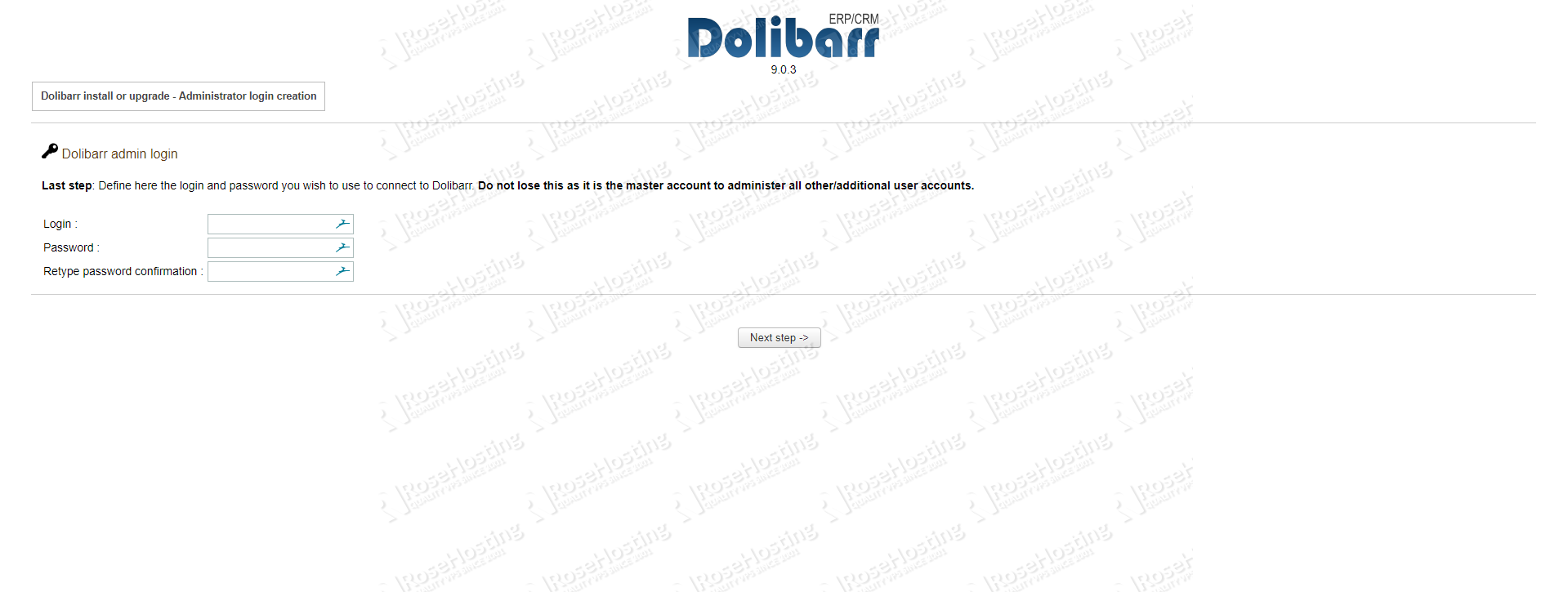 Dolibarr admin login