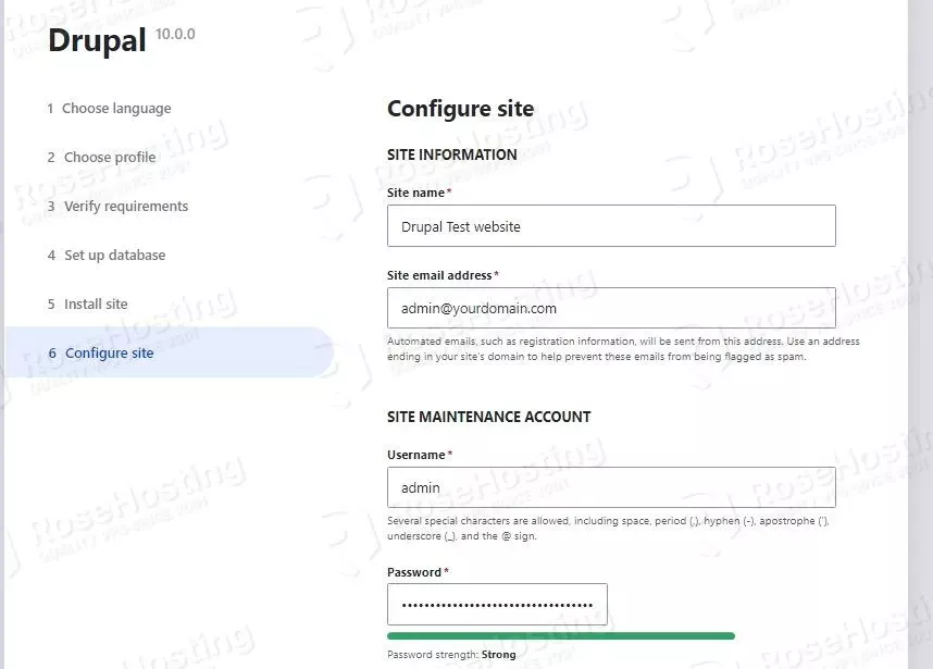 drupal configure site