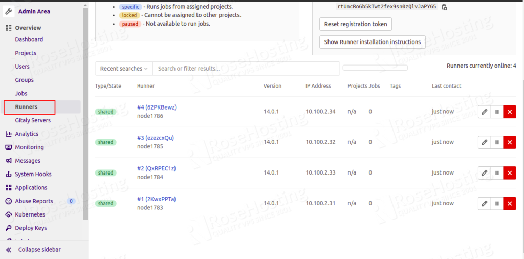 install devops lab gitlab server on rosehosting cloud paas