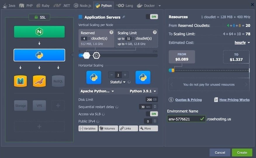 managed cloud hosting dashboard