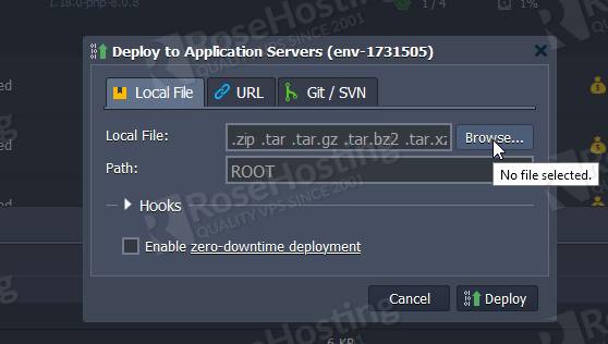 php and nginx configuration on rosehosting paas