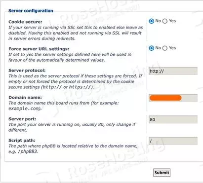 phpbb server configuration