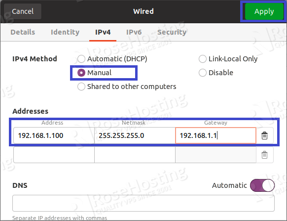 setting up static ip address on an ubuntu 20.04