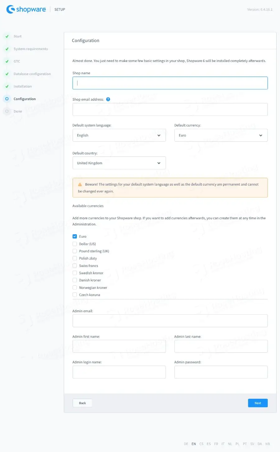 shopware configuration