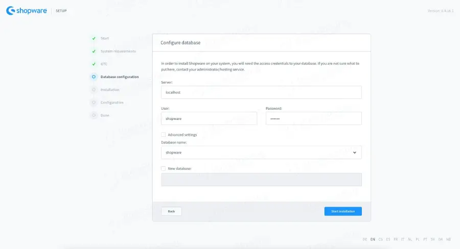 shopware database config