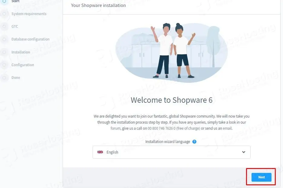 start shopware installation